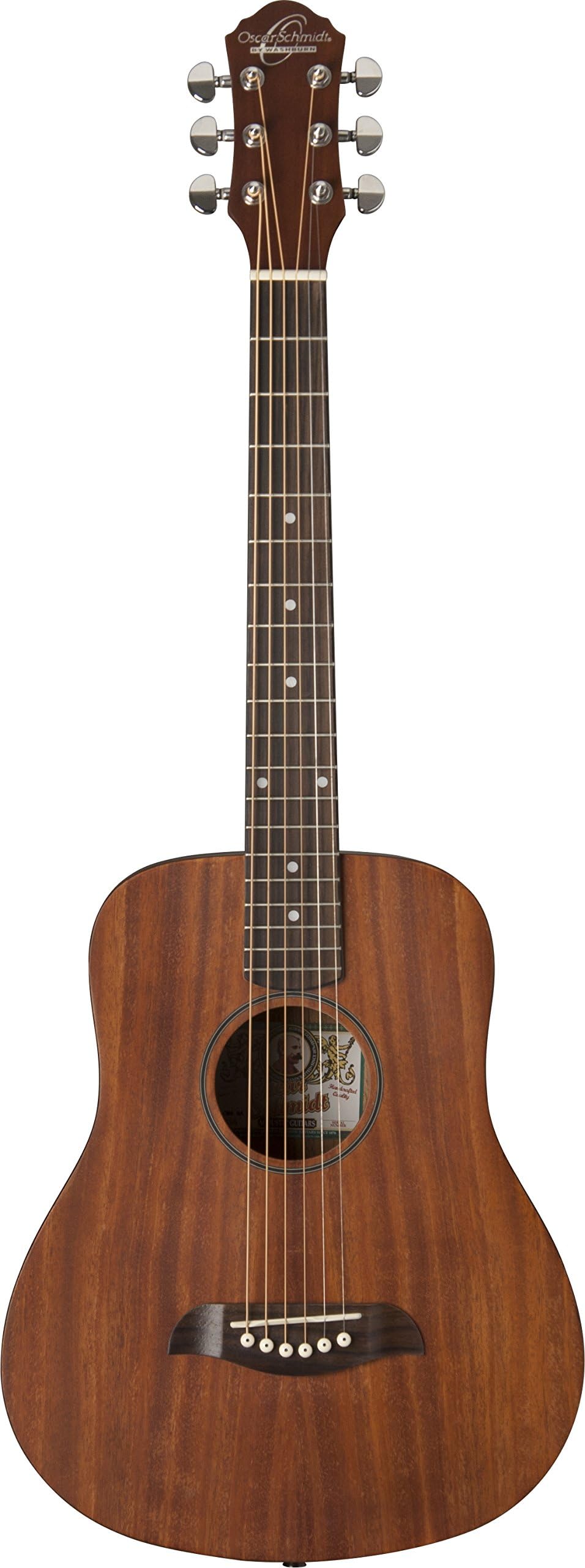 Oscar Schmidt 6 String Mini Acoustic Travel Guitar. Natural, Right (OGM8M-A)
