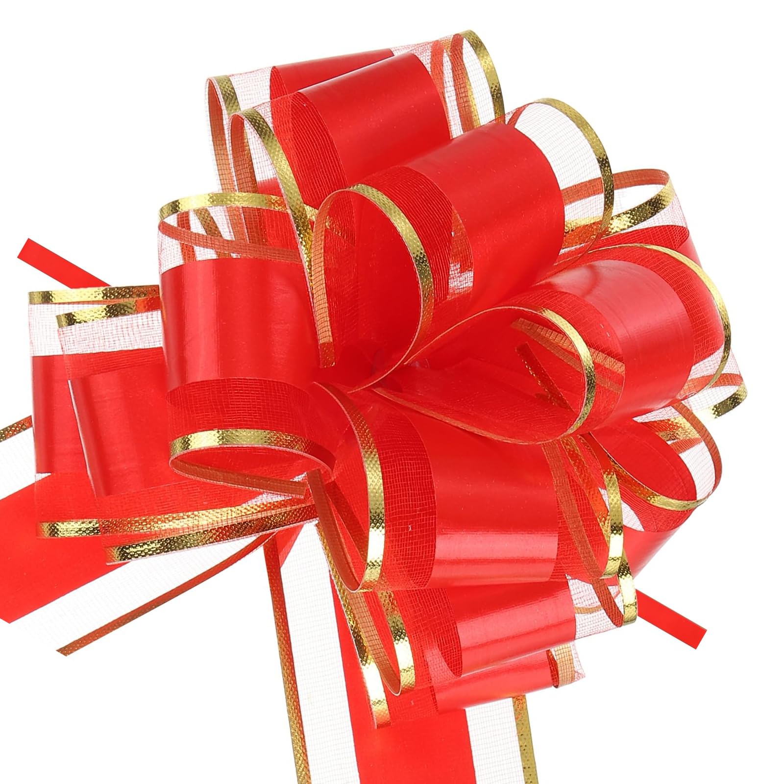 MACHSWON 10pcs 6 Inch Red Pull Bows with Gold Edge Ribbon Large Gift Bows for Valentine's Day Xmas Holiday Decoration Baskets Gift Wrapping