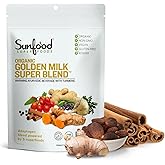 Sunfoods Golden Milk Super Blend - Superfood Golden Milk, Turmeric Powder, Superfood with Turmeric and Ginger, Black Pepper, Cinnamon & Cardamom, Turmeric Latte Powder, Vegan, USDA Organic - 6 oz