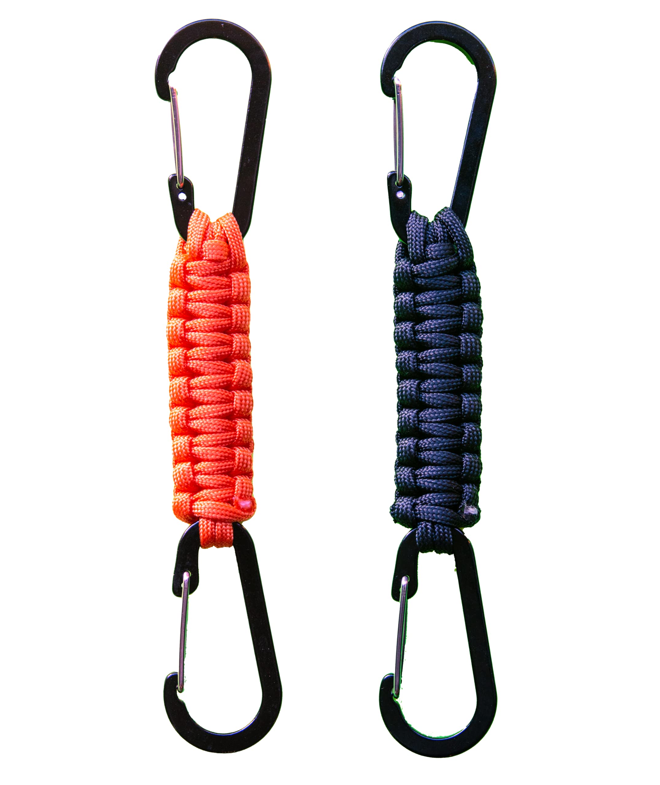 Photo 1 of 2 Pack Paracord Keychain Carabiner Clips, Heavy Duty Lanyard Hanger with Double Hooks for Stroller Holder, Bottle, Keys, Backpack, Tools (Orange)