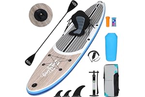 YU YUSING YUSING Inflatable Stand Up Paddle Board with Kayak Seat, Non-Slip Deck SUP Paddle Board with Premium Kayak, Portable Standing Boat for Youth & Adult