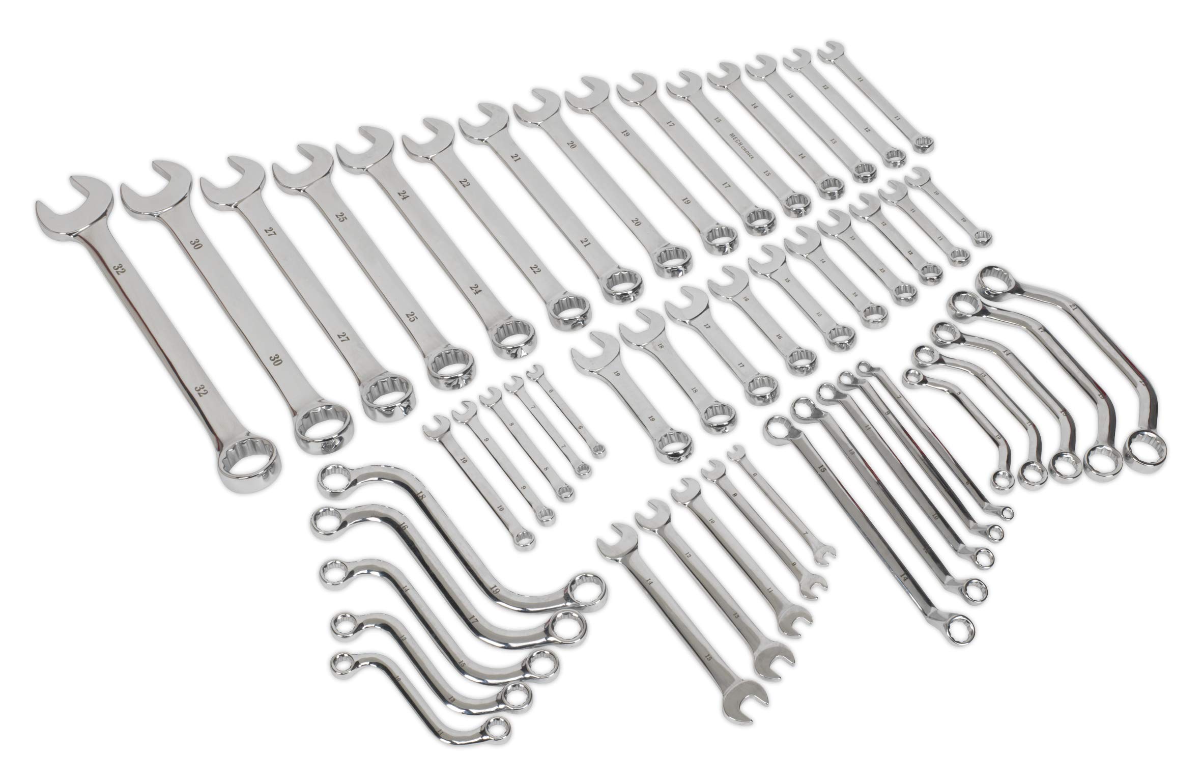 Sealey S01084 Metric Multipurpose Spanner Set, 50 Pieces, Silver