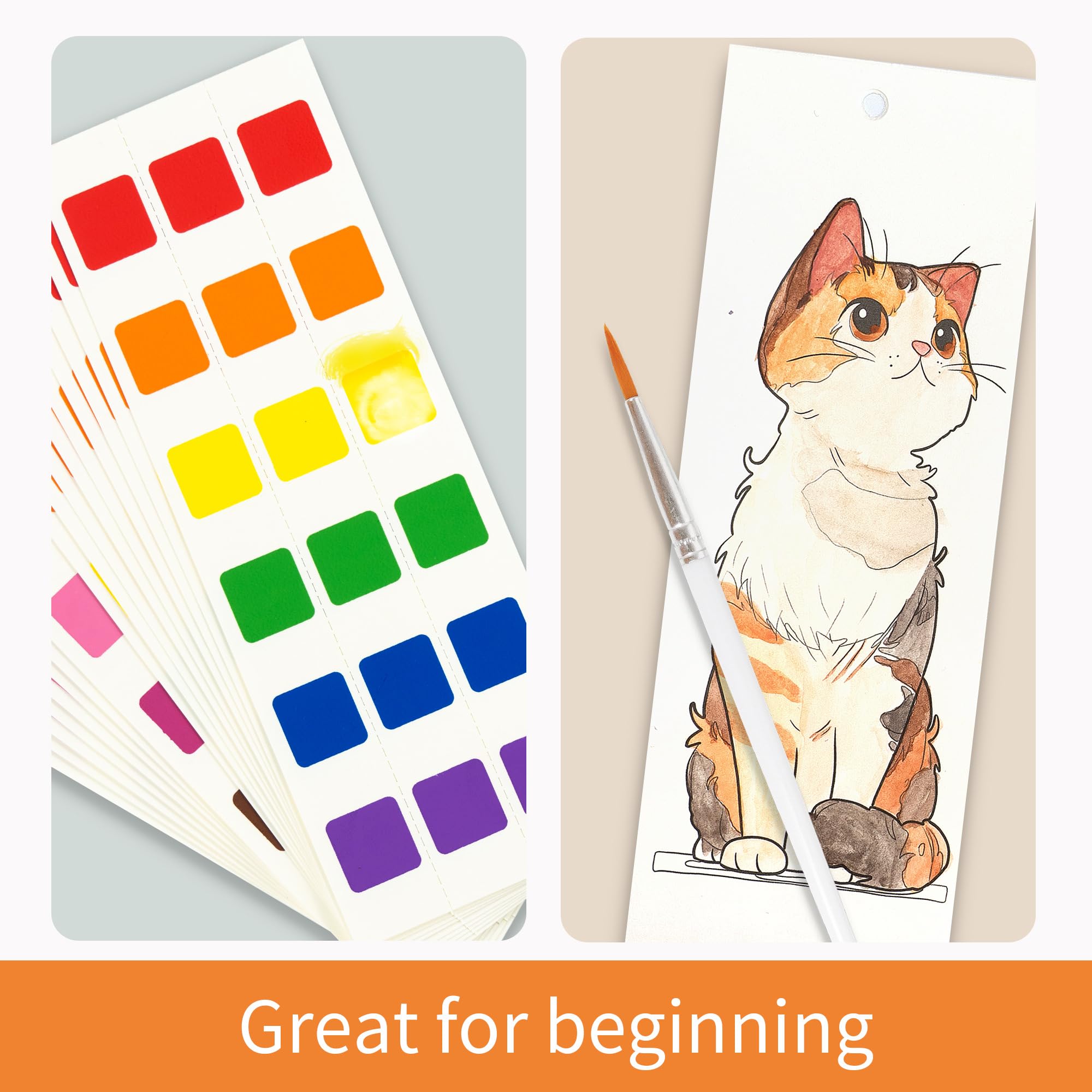 COIPLAY 648 Color Blocks Watercolor Paint Set, 52-Bookmarks, 3 Brushes, Silicone Cup, Meow/Bark Coloring Books, for All Ages, All in One Art Supplies, Birthday Gift, Christmas Gift, Gift for Adults Craft kit