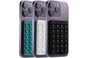 BIAJIYA Suction Phone Card Holder, Phone Wallet for iPhone and Android, Hands-Free Sticky Phone Grip Card Holder Stick On Phone Case for Videos and Selfies (Black+White+Green)