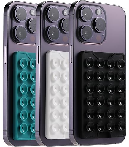 2PCS Self Adhesive Suction Phone Case Grips - Sticky Phone Holder For Smooth Surfaces (Black & Pink)