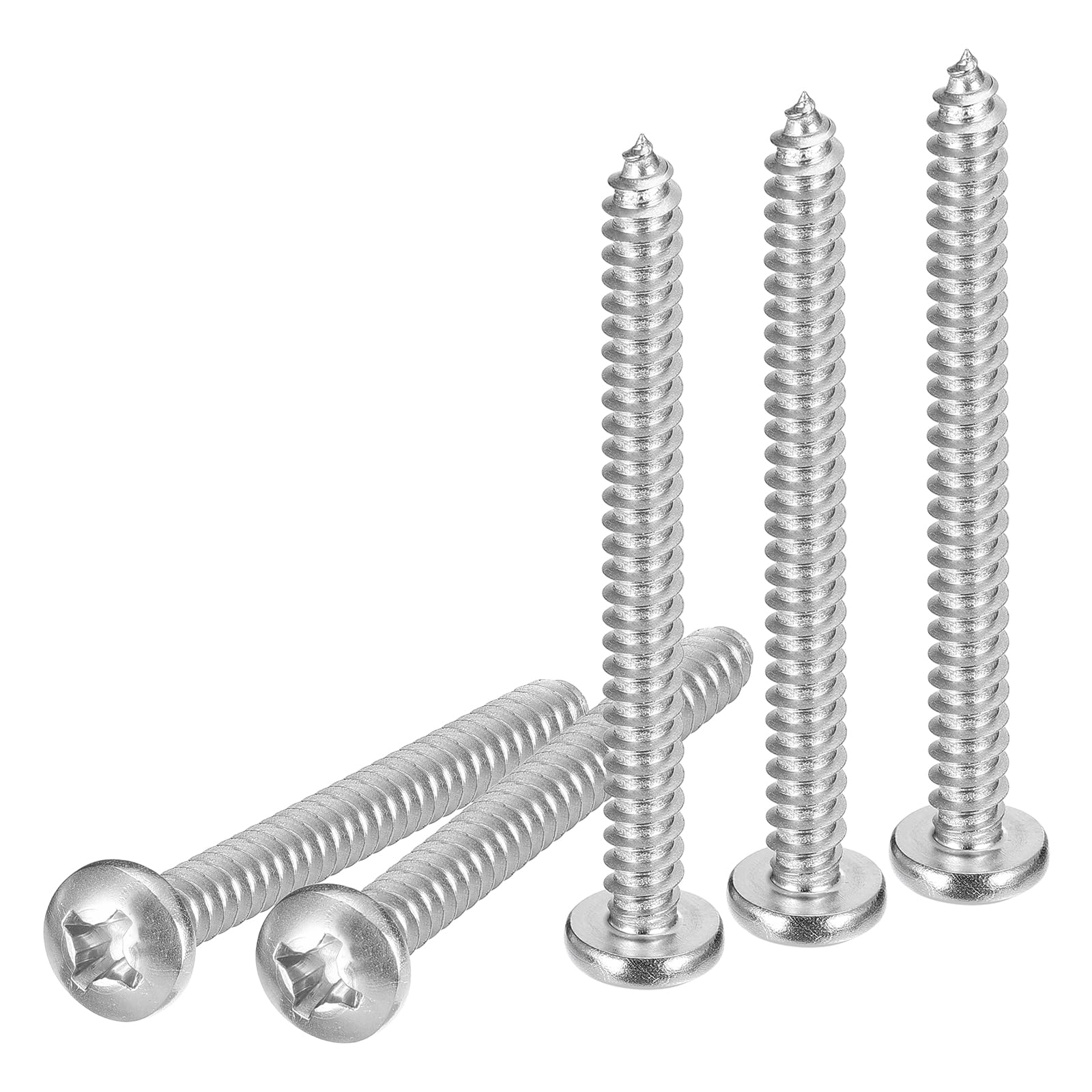 DTGN #14x2-1/2" Phillips Pan Head Self-tapping Screw - 25Pack - Bright Finish 304 Stainless Steel Sheet Metal Screws Wood Screws — image 1