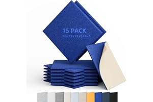 Berlai 15 Pack Acoustic Panels Self Adhesive Sound Proof Foam Panels, 12x12x0.4" High Density Sound Absorbing Panels, Square Acoustic Tiles for Recording Studio Home Theater Office Room(Advanced Blue)