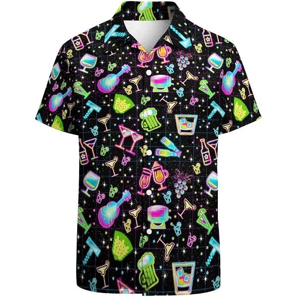 Hawaiian Shirt For Men - Dinosaur & Floral Print Aloha Beach Shirt, Quick-Dry Short Sleeve - View #3