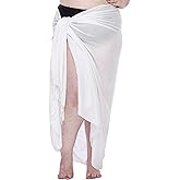 SHU-SHI Plus Size Sarong Wraps For Women Swimsuit Long Pareo Coverup Beach Wrap Skirt With Coconut Clip