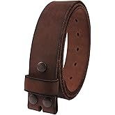NPET Men's Full Grain Leather Belt Vintage Distressed Style with Snap-On Strap 1 1/2" Wide without Buckle