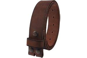NPET Men's Full Grain Leather Belt Vintage Distressed Style with Snap-On Strap 1 1/2" Wide without Buckle