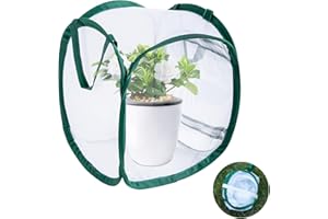 CHANGE MOORE Butterfly Habitat Small Collapsible Outdoor Mesh Plant Enclosure, Clear View 5 Mesh Panels Insect Cage 1 Pack Butterfly Cage for Caterpillars 11.8''*11''*14''