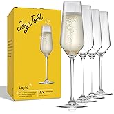 JoyJolt Champagne Glasses Layla Collection, Set of 4 – 6.7 oz Elegant Crystal Stemmed Champagne Flutes for Prosecco, Sparkling Wine, Mimosas, Cocktails, Weddings, Anniversaries, Parties