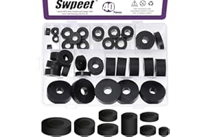 Swpeet 40Pcs 8 Sizes Round Rubber Spacer Assortment Kit, 6/7/8/10/15/20mm Anti Vibration Black Rubber Washers Kit, Neoprene S