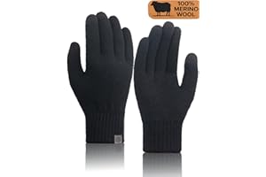 TRENDOUX Winter 100% Merino Wool Warm Gloves for Men Women Touch Screen Fleece Gloves Knit Thin for Texting Typing