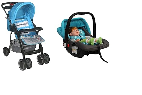 blue stroller and carseat