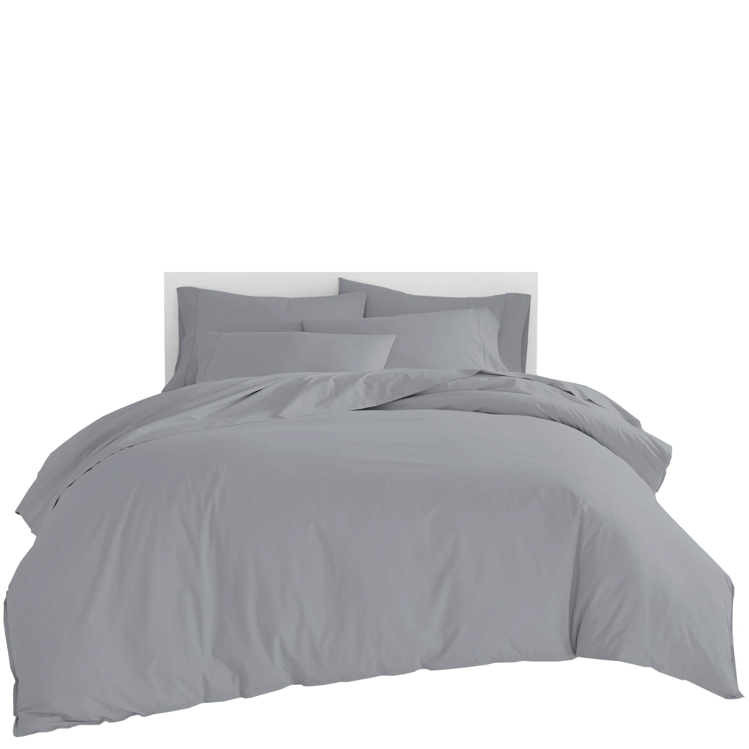 Homely Ideas Plain Dyed Duvet Cover Set With Pillowcase Quilt Bedding (GREY, DOUBLE)