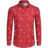 IBTOM CASTLE Mens Christmas Shirts Santa Claus Party Long Sleeve Button Down Shirts Xmas Shirts for Men
