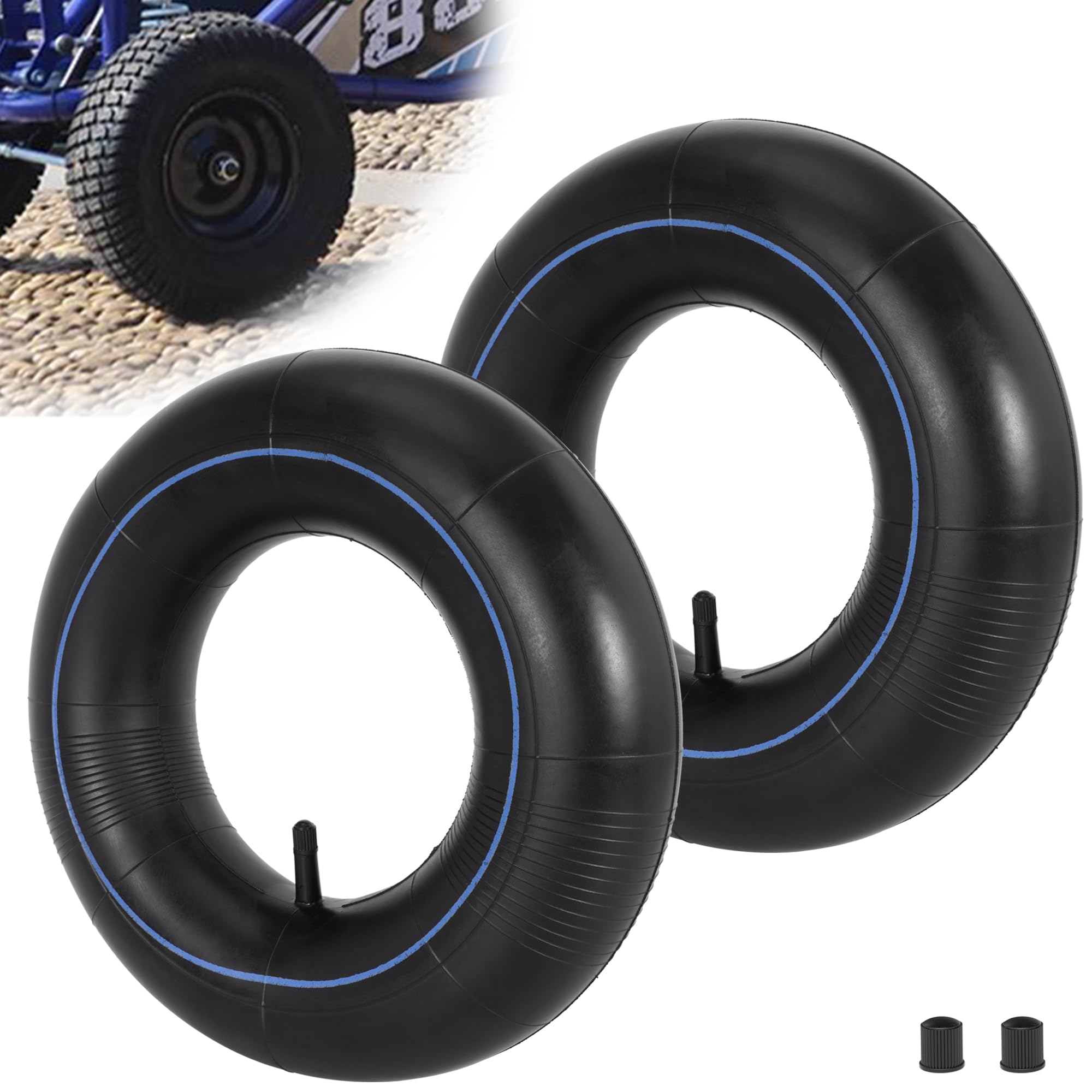 Photo 1 of 13 x 4.00-6'' Tube 4.10/3.50-6 Heavy Duty Replacement Inner Tube with TR-13 Straight Valve Stem (2-Pack) for Wheelbarrow Lawn Mower Hand Trucks, Gorilla Cart Wagons Snow Blowers