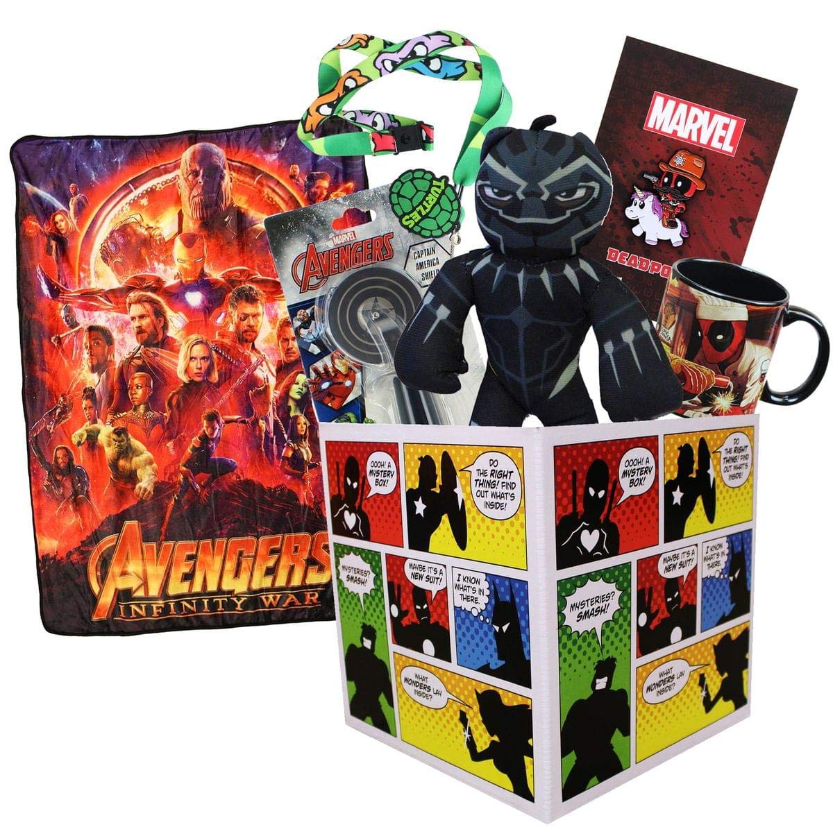 toynk Super Hero Collection LookSee Box Avengers Throw Blanket Deadpool Black Panther