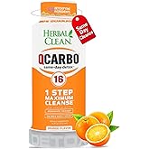 Herbal Clean Qcarbo16 Same-Day Detox Cleanse Drink (16 fl oz) - Orange Flavor Full Body Cleanse* Detox Drink for Moderate Toxin Level*, Vitamin B2 and Vitamin B12 for Men &amp; Women