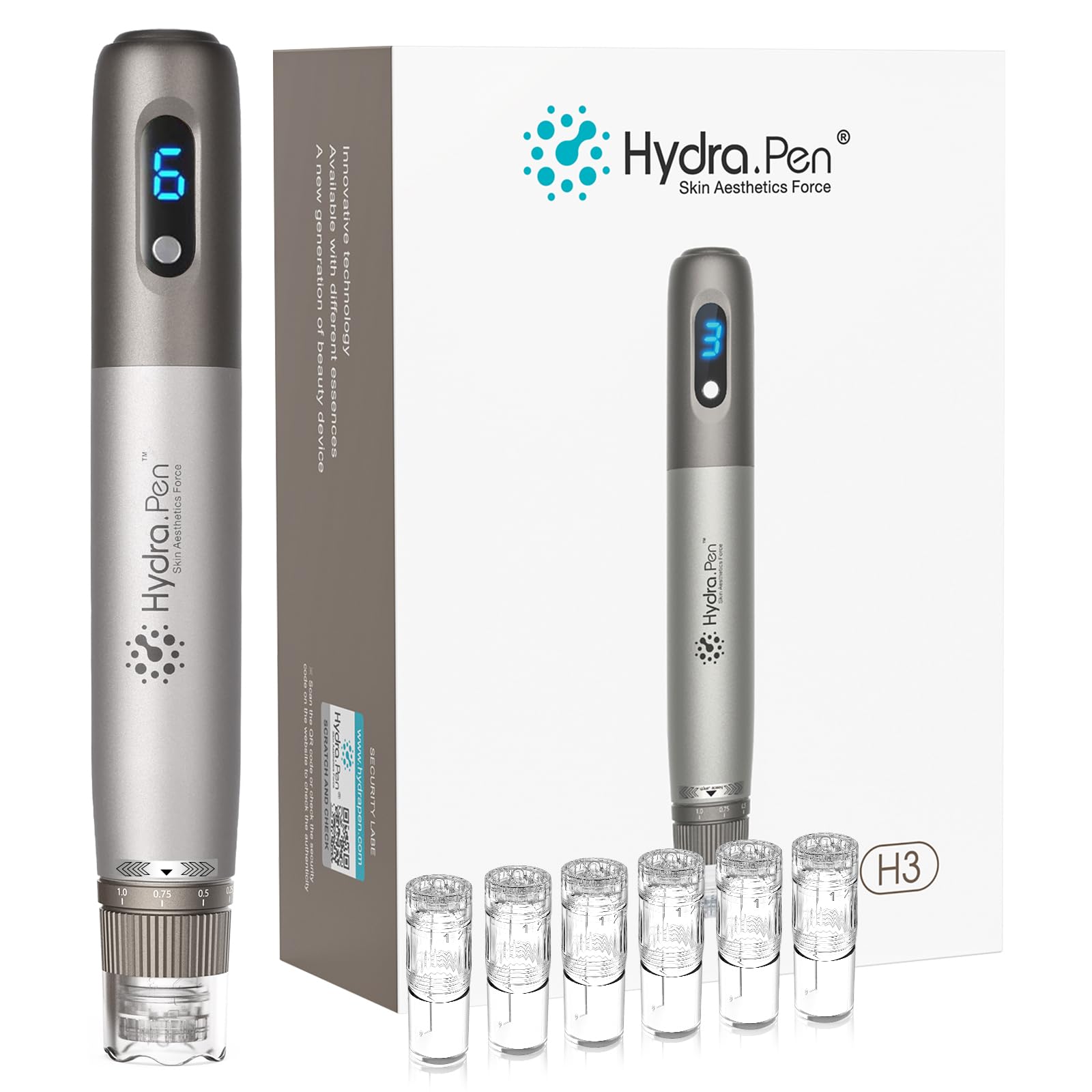 Dr.pen Microneedling, Upgraded 2 IN 1 wireless Dermapen Hydra Pen H3 with 6 Pcs 12PIN Replacement Cartridges Needles, 6 Speed Levels 0-1.0 mm Depth Adjustable