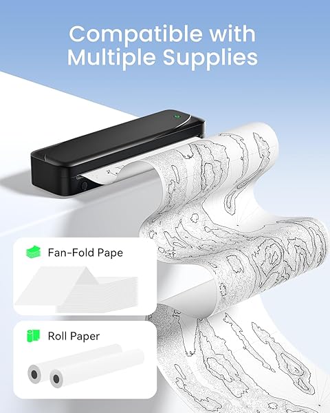 PORTABLE PRINTERS WIRELESS FOR TRAVEL, INKLESS THERMAL PRINTER SUPPORT 8.5″ X 11″ US LETTER & A4 SIZE, MOBILE BLUETOOTH PRINTER COMPATIBLE WITH IOS, ANDROID & LAPTOP FOR HOME OFFICE CAR (WHITE)