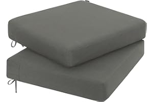Favoyard Outdoor Chair Cushion 19 x 19 x 3 Inch Rainproof & 3-Year Fade Resistant Patio Furniture Cushions with Removable Cover and Adjustable Ties for Garden Sofa Couch Pads Set of 2, Dark Gray