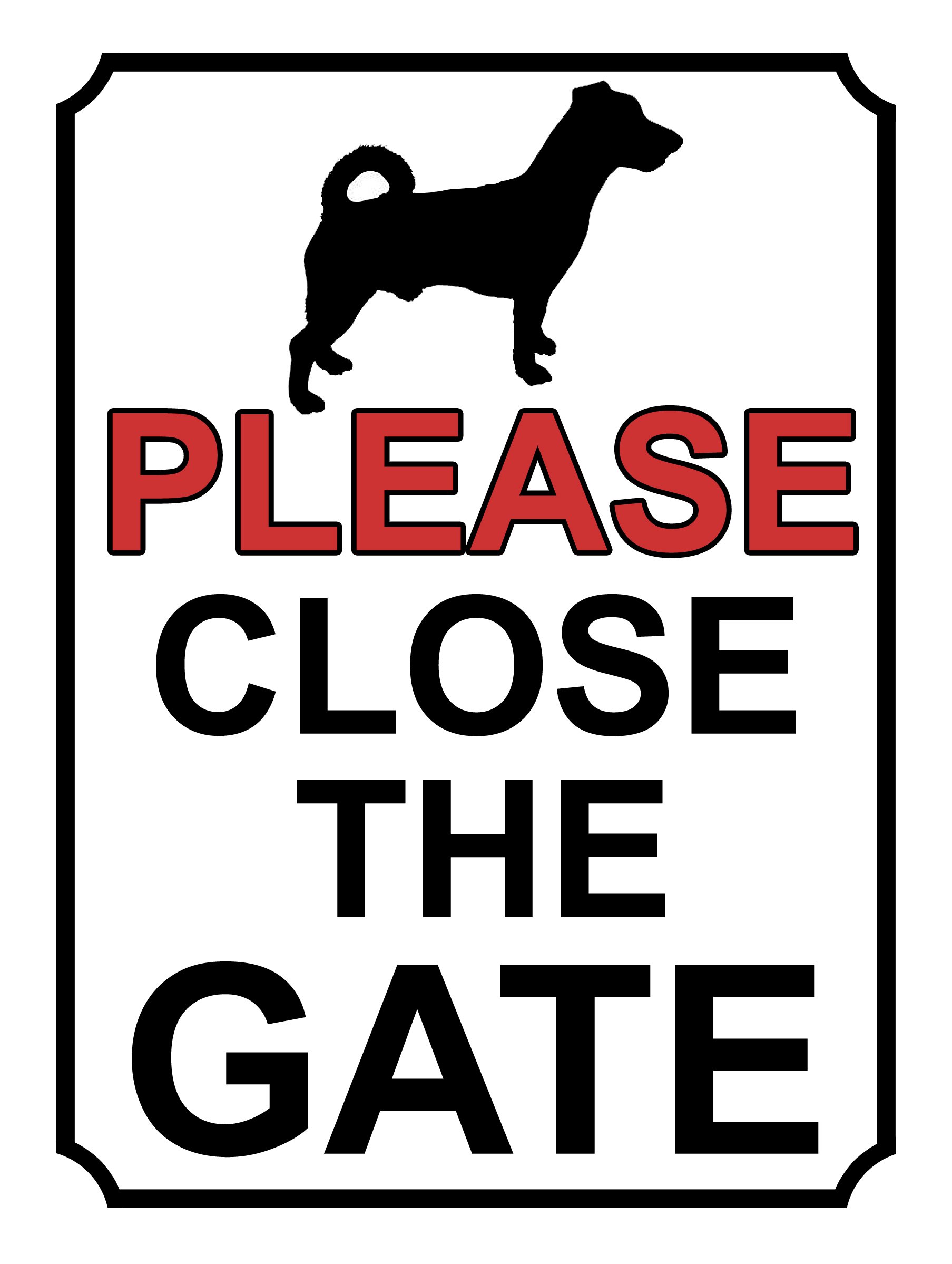 SHAWPRINT PLEASE CLOSE THE GATE DOG THEME METAL SIGN 267MM X 200MM (417H1L) LARGE 10" X 8"