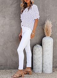 Dokotoo Womens Tops Cute Floral Print Round Neck