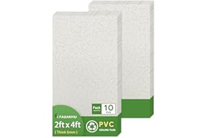 Fasarxiu 2ft x 4ft Printed Pro Ceiling Tiles Waterproof, Washable and Fire-Rated- High-Grade PVC Ceiling Tiles 24"x48" - Easy Drop-in Installation - Case of 10 (80 sq. ft.)