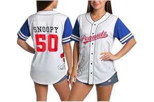 Peanuts Women's Snoopy Baseball Jersey - Novelty Fashion Vintage Snoopy Shirt - Jersey Top for Women (S-XL)