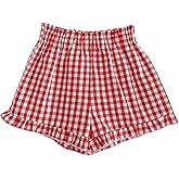 SOLY HUX Toddler Girl's Plaid Shorts Elastic Waist Wide Leg Ruffle Hem Loose Casual Summer Shorts