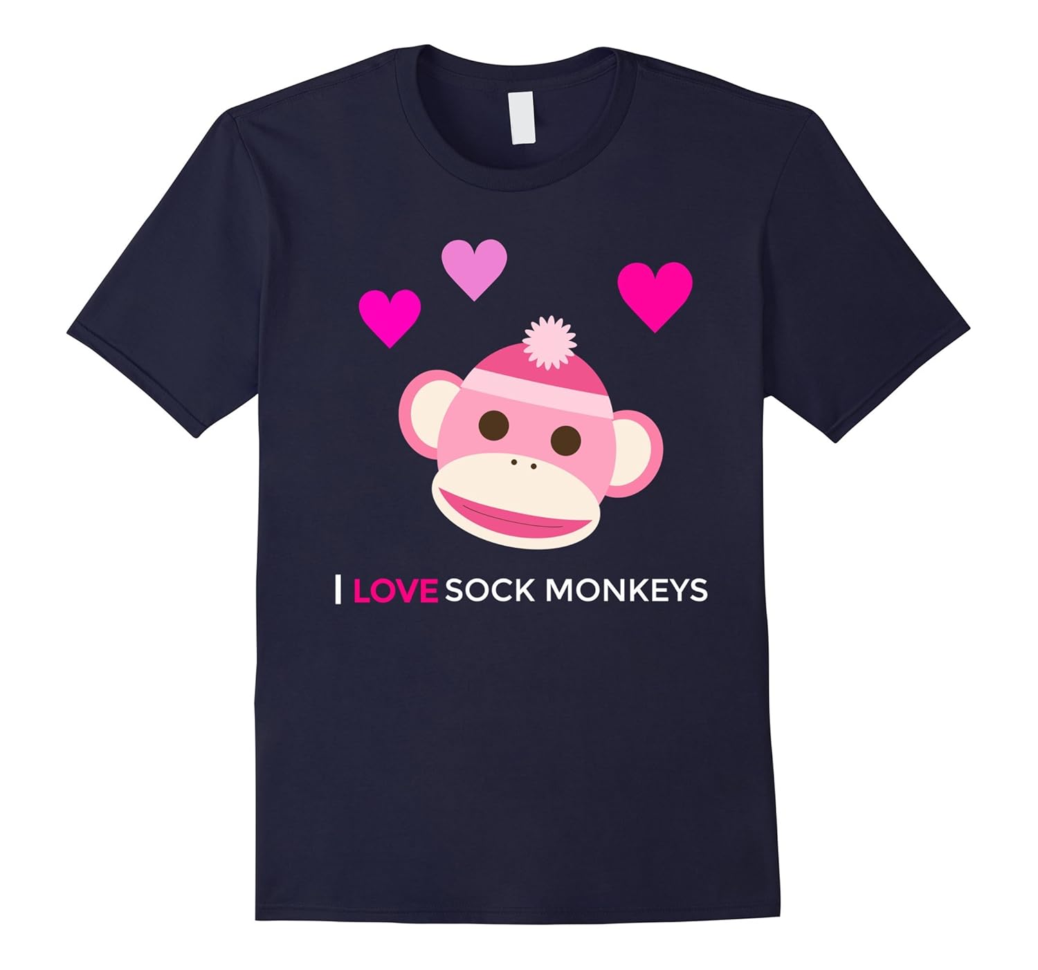 Pink Sock Monkey - I Love Sock Monkeys T-shirt-ANZ