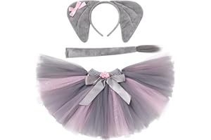 AWIBMK Toddler Kids Baby Girl Animals Theme Costume Tulle Skirt with Ears Headband Bow Tie and Tail for Halloween Cosplay