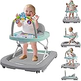 Baby Walker, Music & Removable Footrest with Toys, 3-Height Adjustable, Foldable 4-in-1 Activity Center for Infant and Toddler, Baby Walker for Baby Boy Girls 7–18 Months