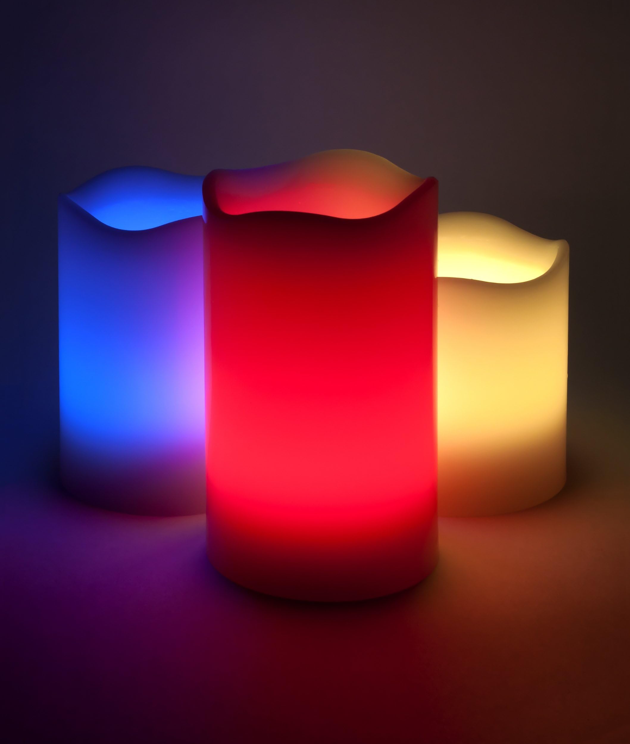 Urban Chique Flameless Candles with Remote Battery Candles - 3 Flameless Outdoor and Indoor Wax LED Color Changing Candles White with 18 Key Remote Control & Timer 4 and 8 Hour Settings