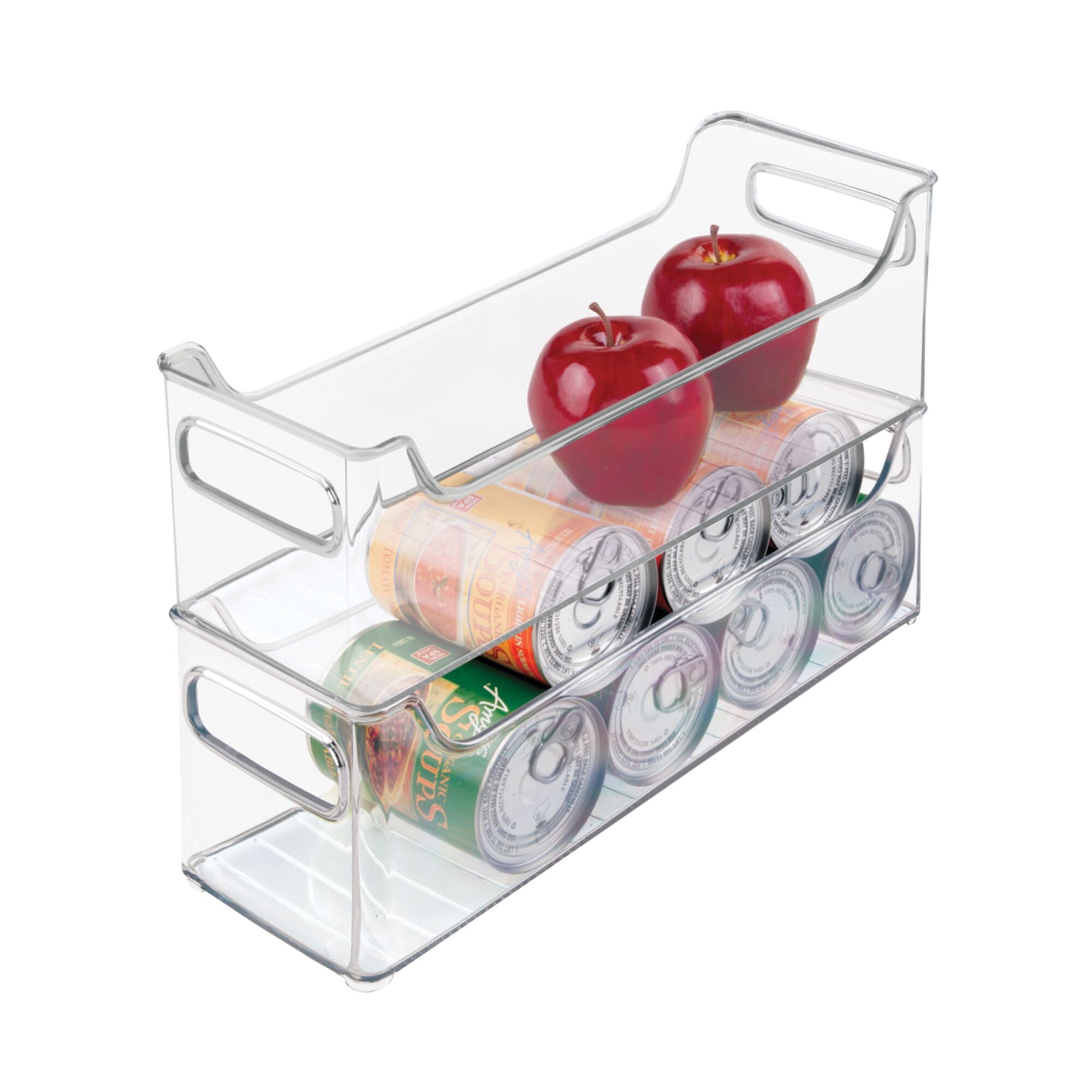 Photo 1 of iDesign Stackable Plastic Pantry Bin with Handles for Cabinets or Fridge, Set of 2, Clear, Made in USA