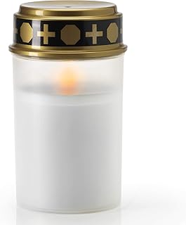 KELOPEST® LED Grablicht weiß mit Batterie und 6 Monaten Leuchtdauer - LED Grabkerze mit realistischem Flackereffekt