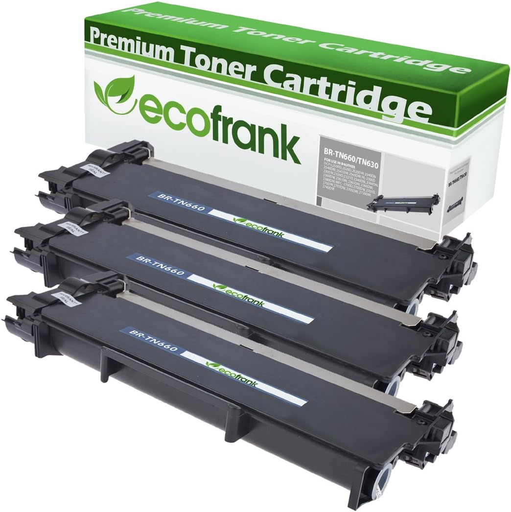 EcoFrank Compatible High Yield Toner Cartridge Replacement for Brother TN660 TN630 (Black, 3-Pack)