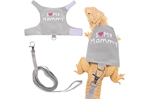 FNAOBAI Bearded Dragon Harness and Leash Set Adjustable Reptile Lizard Leash Rope Vest Clothes Starter Kit Accessories for Small Animal Outdoor Walking Training