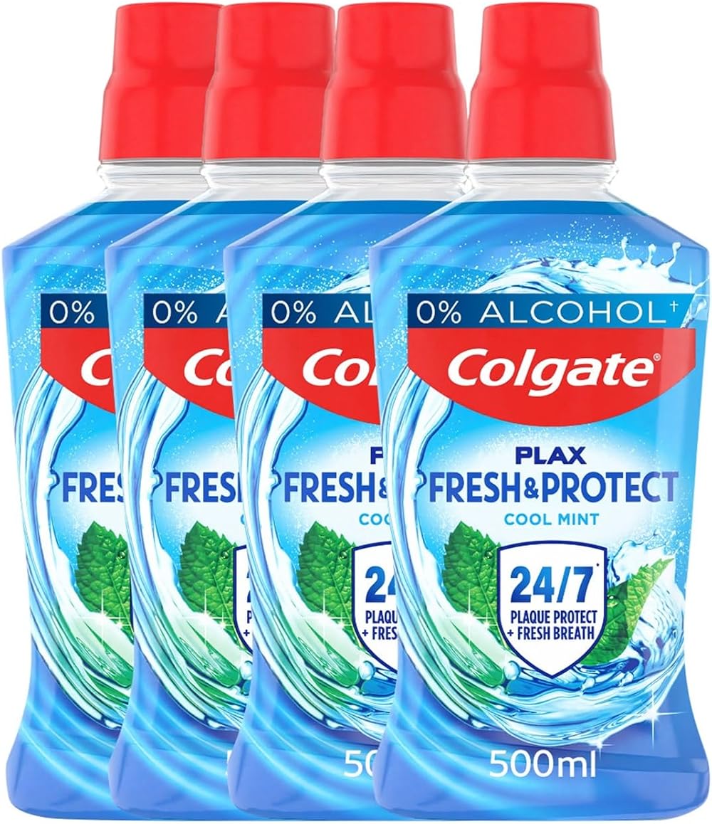 Colgate Plax Cool Mint Mouthwash 500ml x4 Alcohol Free