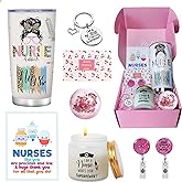 AYGE Nurse Gifts for Women, Nurses Week Gifts 2024- Thoughtful Nurse Appreciation Gift Set - Includes Stainless Steel Tumbler, Candle, Keyring, Bath Bomb, Badge Holder Reel, and Greeting Card