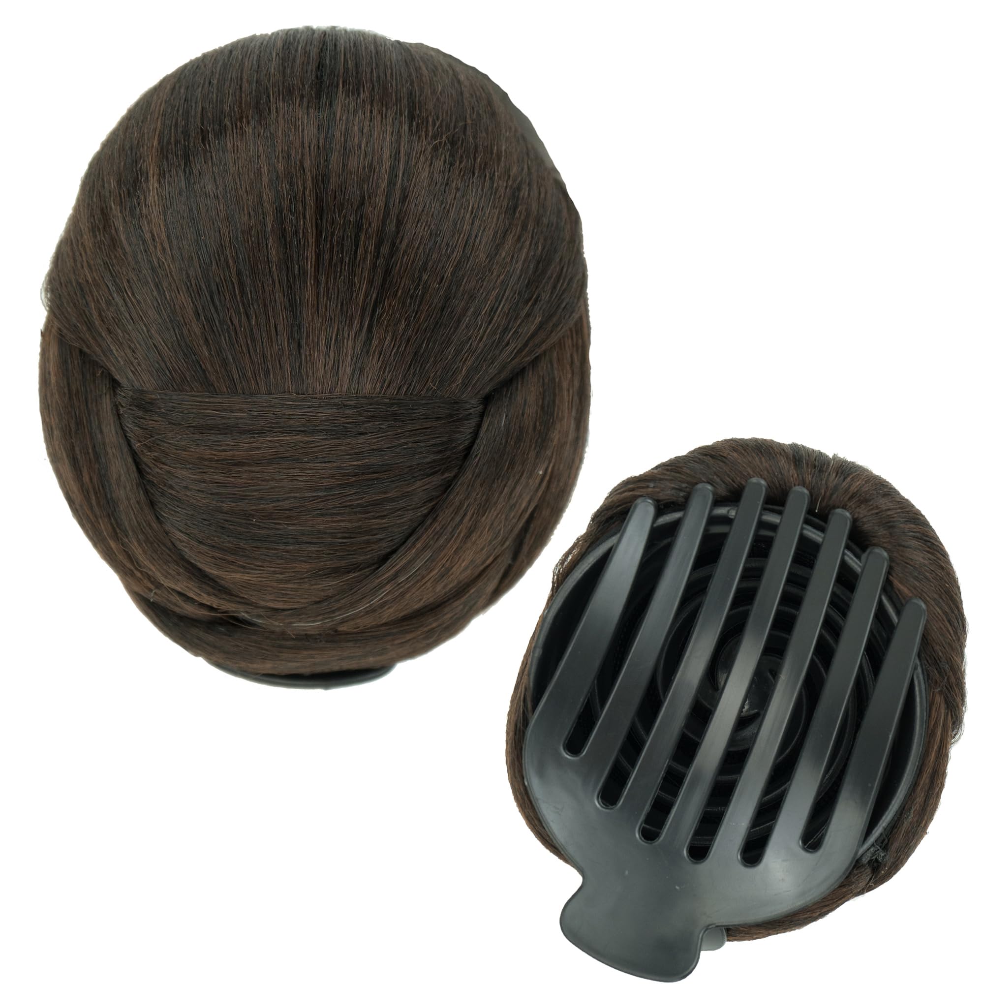 IMISSU Braided Chignon Dancer Hair Donut Hairpieces Scrunchie Claw Hair Bun Updo for Wedding Party (M5 Chocolate Brown)