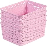 Curver My Style Rattan Effect 4 x 4 Litre Storage Baskets Pink view 6