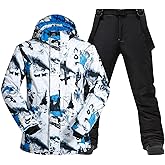 Men's Ski Jacket and Pants Set,Waterproof Warm Ski Suit,Winter Adult Snow Suit for Mountain Snowboarding