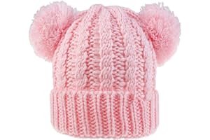 Urban Virgin Baby Girl Kids Hats Infant Toddler Beanies Cable Knit Pom Pom Ears Winter Cap Hats for Girls 1-5 Years