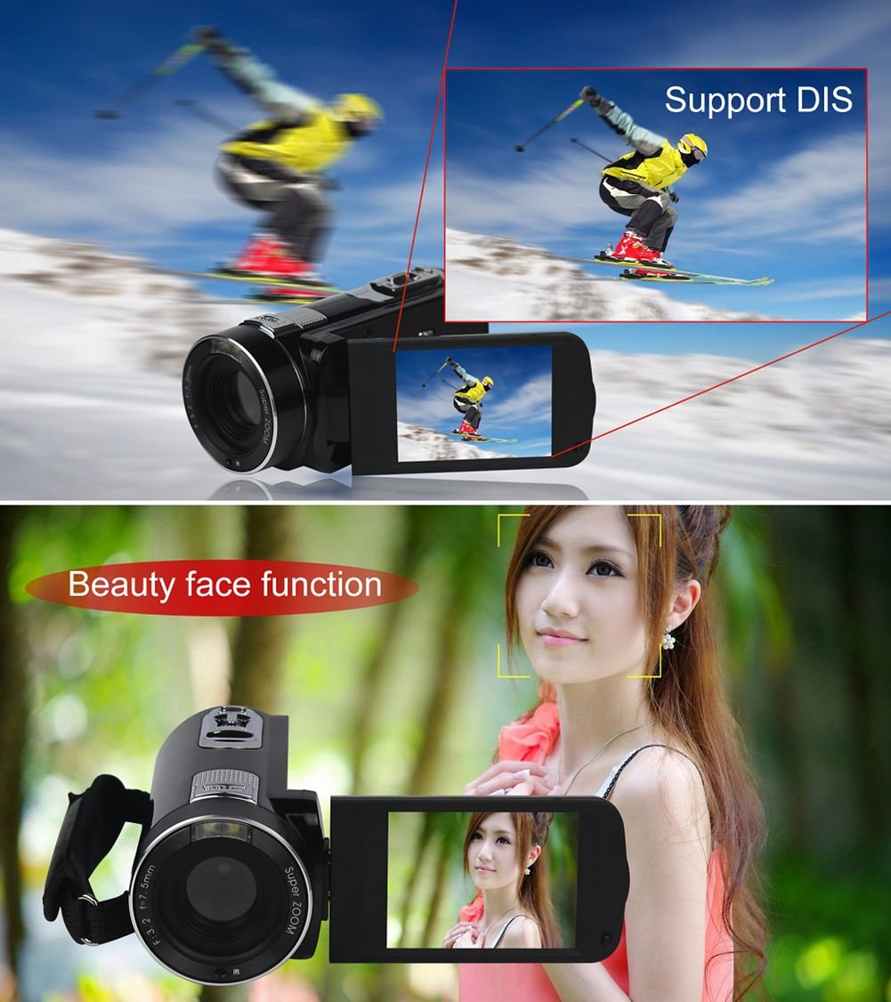 SEREE HDV-M06 FHD 1080p Video Camcorder 24MP 18X Digital Zoom Self Timer Beauty Face Camera HDMI Output (HDV-M06)