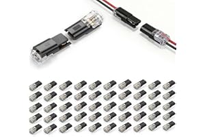 50 Pcs Double Wire Connectors 2 Pin Low Voltage Quick Double Wire Plug in Connector with Locking Buckle Solderless Wire Strip