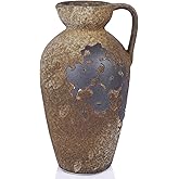 Wabi Sabi Decor Vintage Terracotta Vase with Handles, Rustic Ceramic Farmhouse Vase for Home Decor, Large Antique Vases, Ideal for Centerpieces, Tall Rustic Vases for Dried Flowers, Clay Home Decor